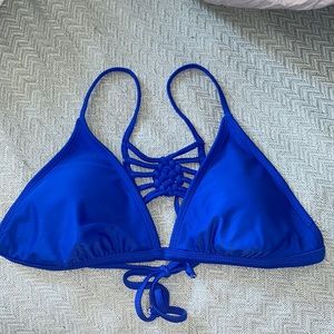 Blue triangle bathing suit top